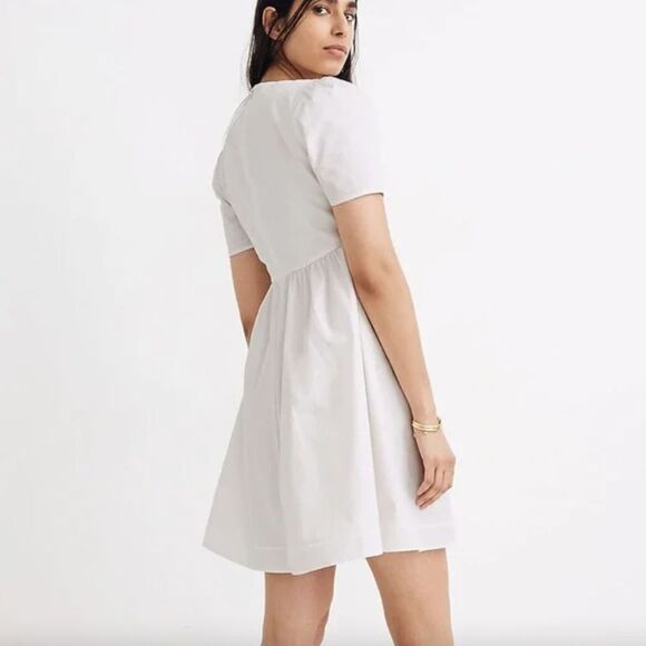 Madewell Tie Front White Poplin Babydoll Dress Womans size 4 - Picture 2 of 15